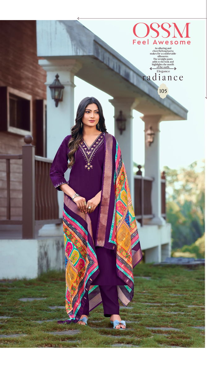 Noorie Vol 03 By Ossm Viscose Roman Silk Embroidery Kurtis With Bottom Dupatta Wholesale Price In Surat